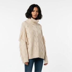 Tobi Cream Cable Knit Turtleneck Sweater